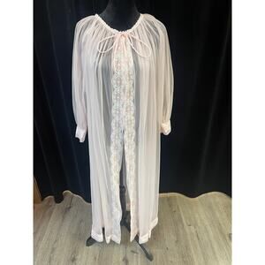 VINTAGE 1960'S MISS ELAINE #296 PINK SHEER PEIGNOIR NIGHTGOWN ROBE (MEDIUM)